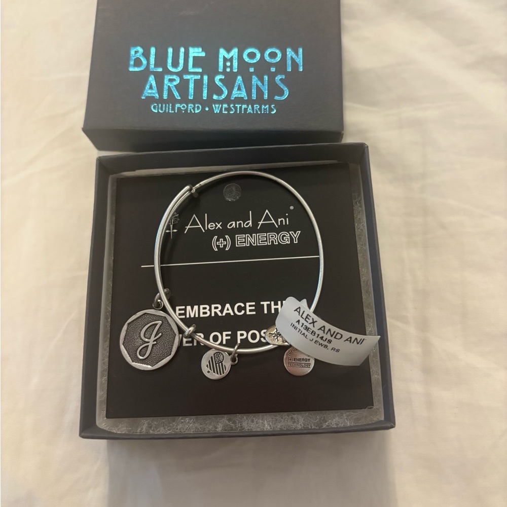 Alex and Ani Silver “J” Charm Bracelet